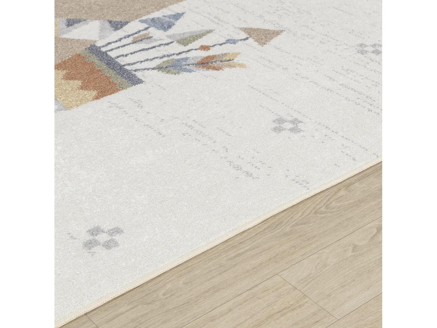 Tapis Enfant Lavable en Machine Ours Indien - Beige/Brun - 120x170cm - OURSIGENE
