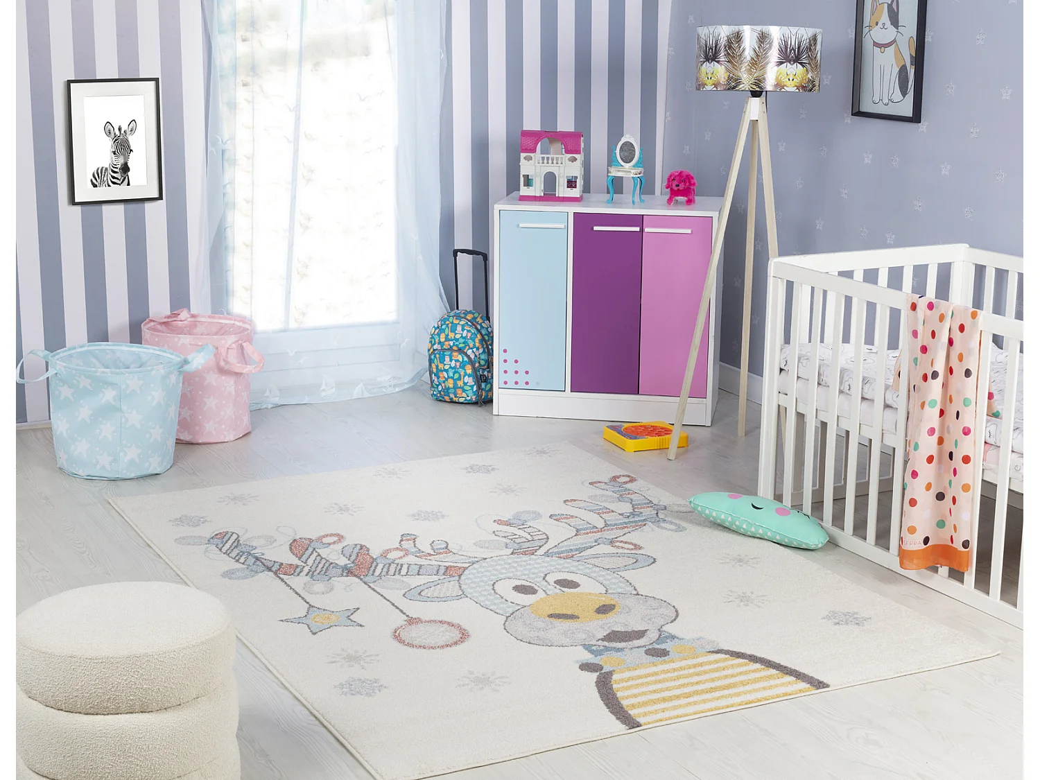 Tapis Enfant Caribou - Multicolore/Bleu - 160x213cm - DINGO