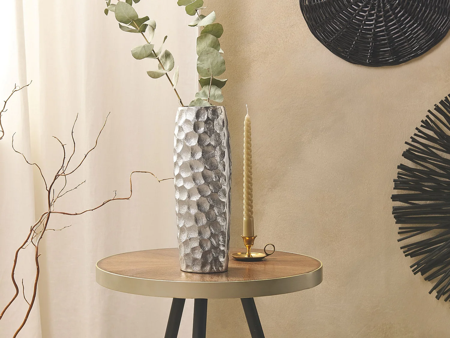 Vase à fleurs CALAKMUL Métal 32 cm Argenté