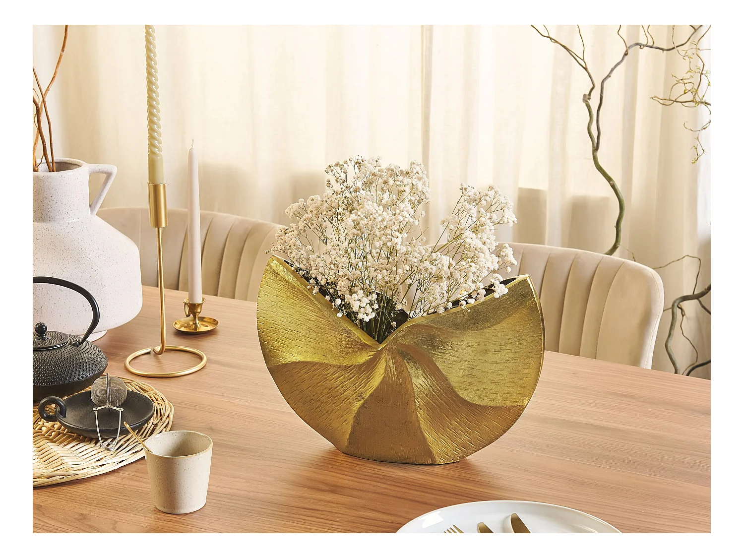 Bloemenvaas HATTUSA Metaal 26 cm Goud