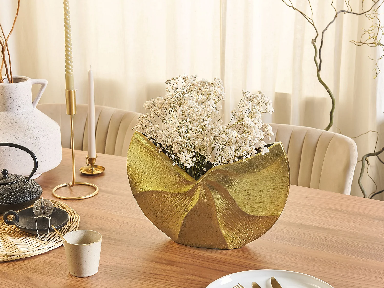 Bloemenvaas HATTUSA Metaal 26 cm Goud