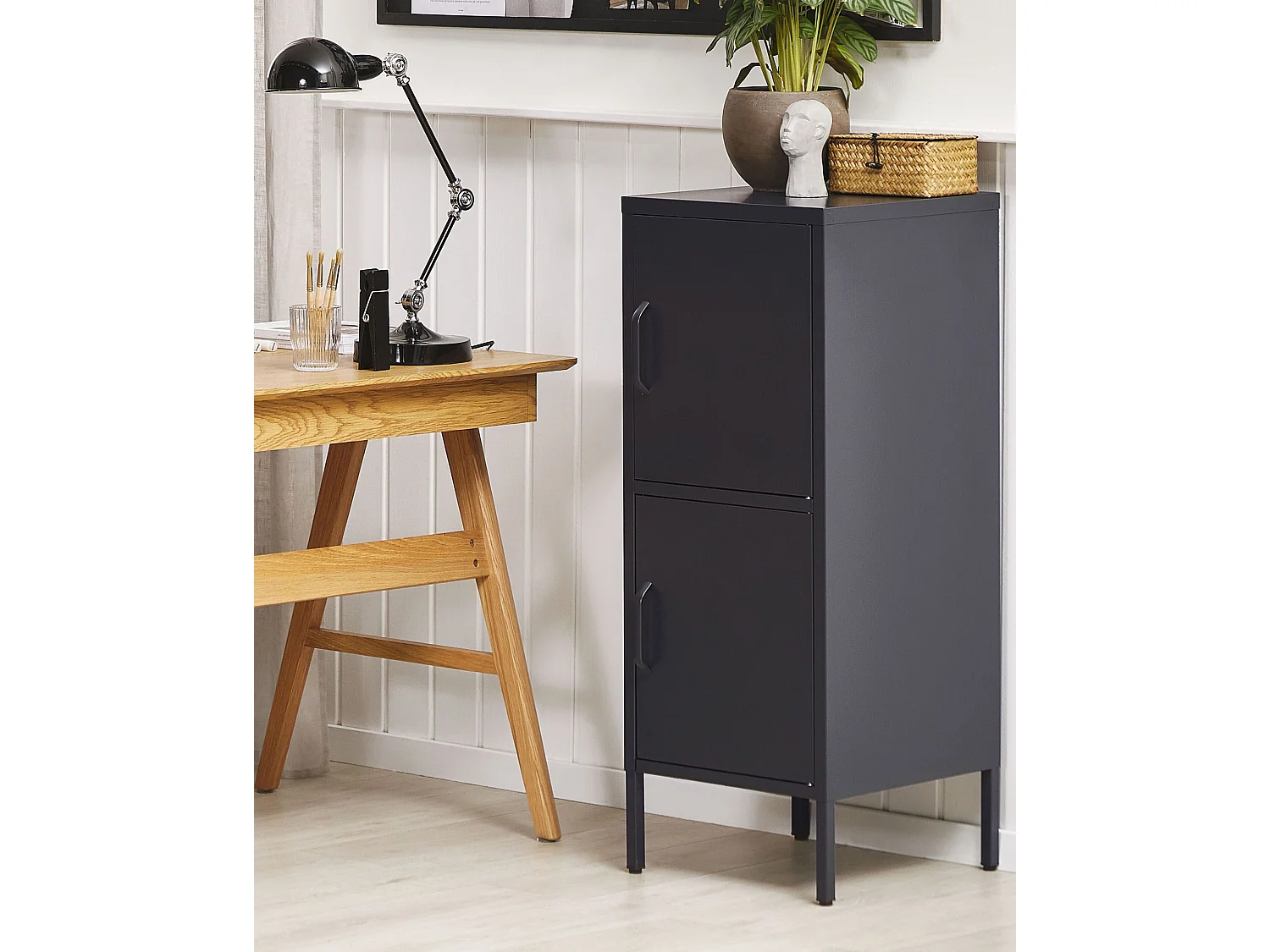 Armoire 2 portes en acier noir HURON