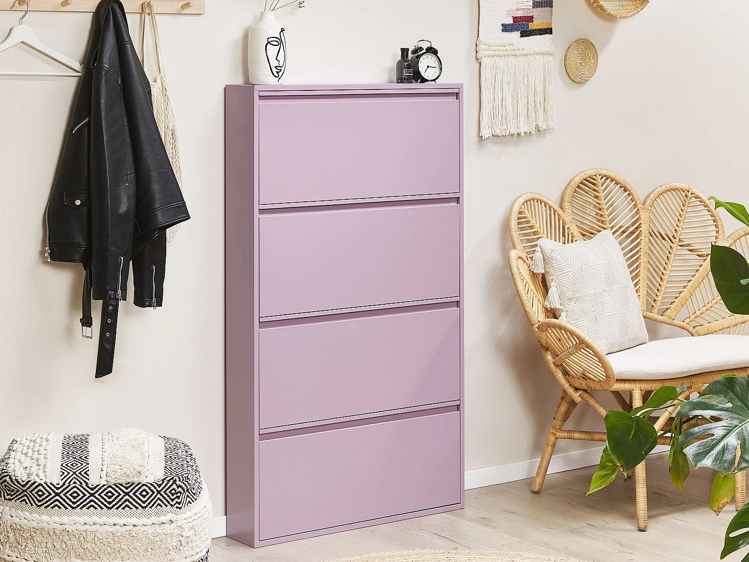 Meuble à chaussures 4 tiroirs violet TORRENS