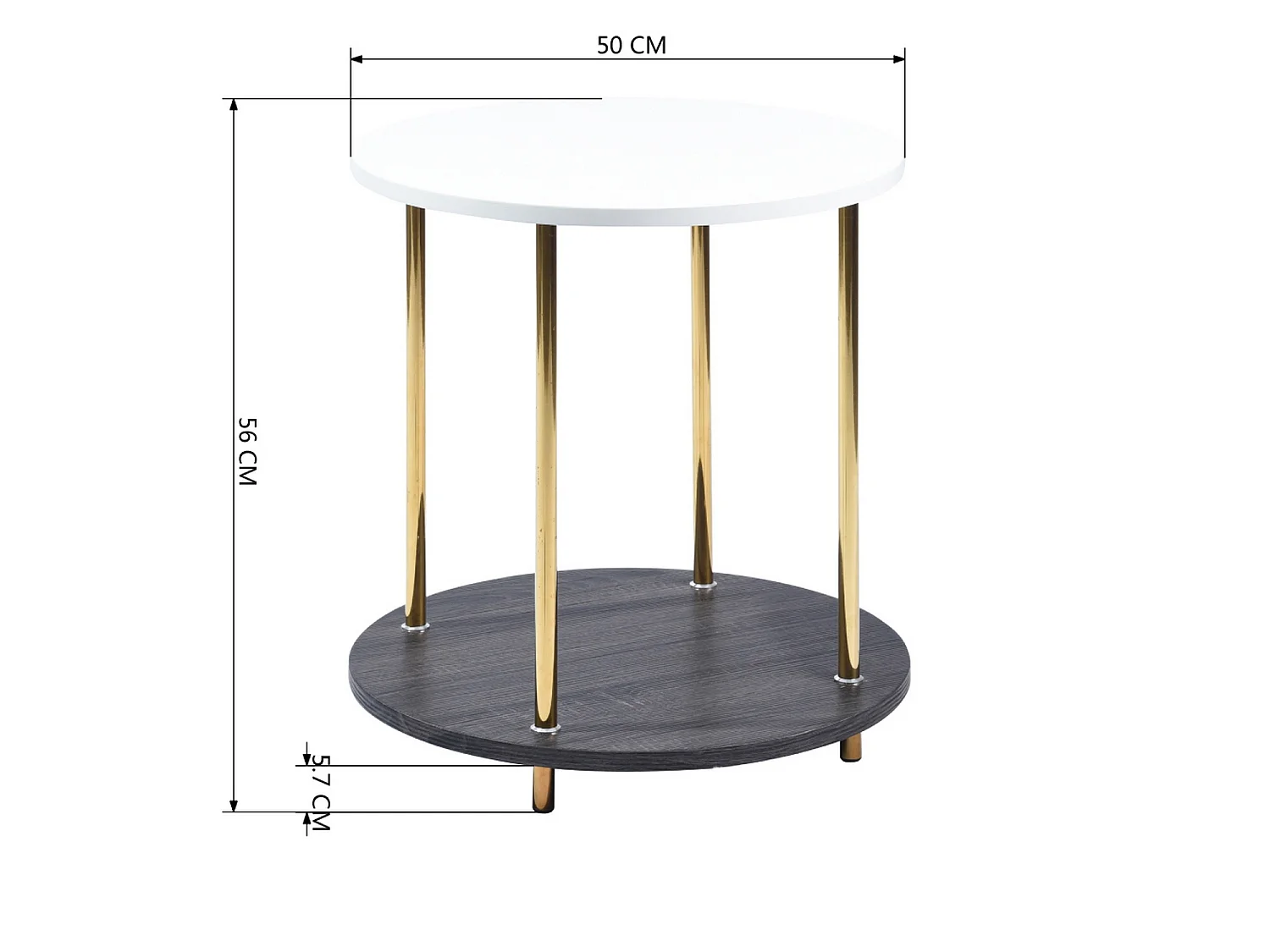 Bout de canapé rond design doré et blanc BOATENG