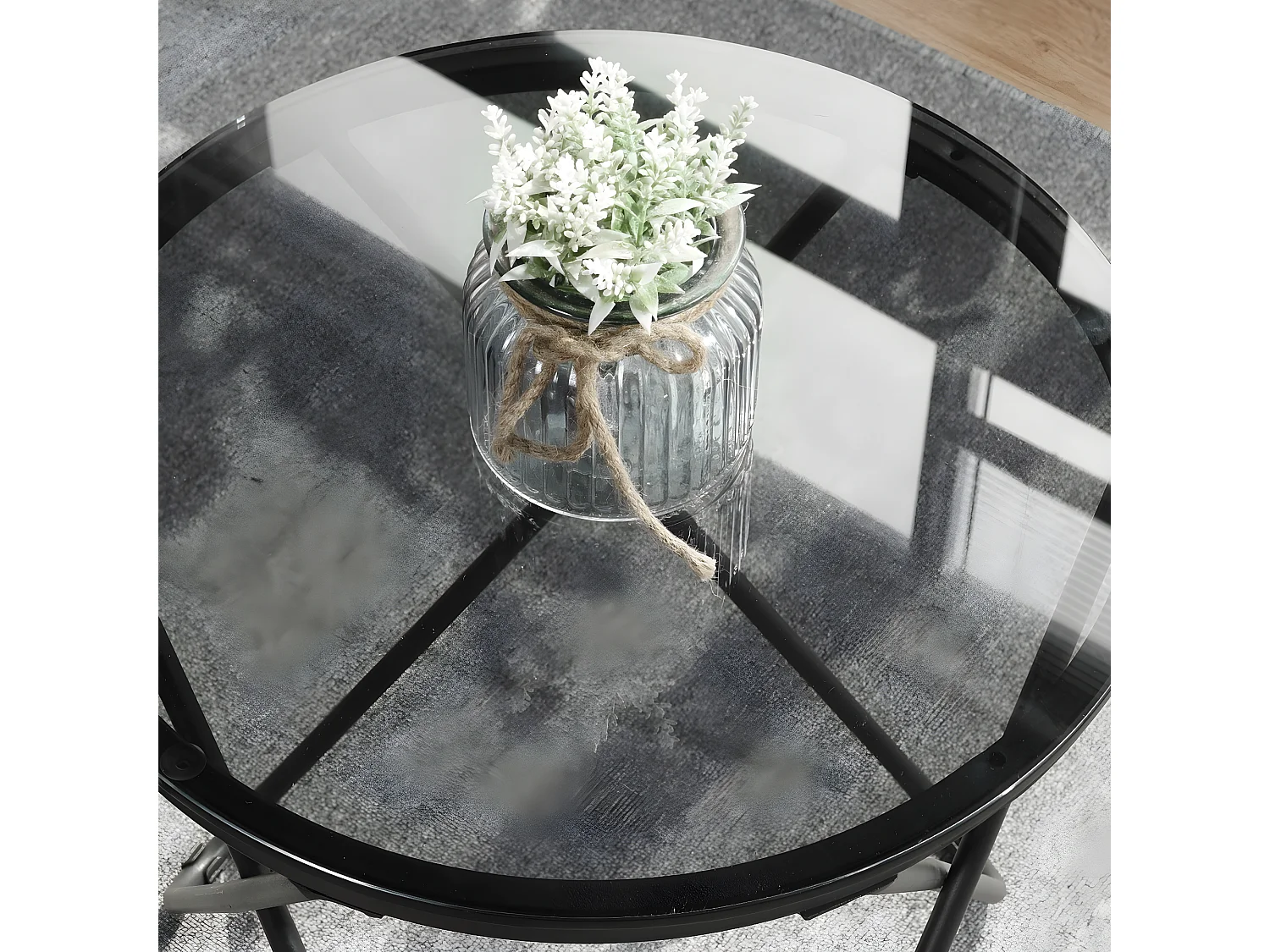 Tavolino di design COLLADO in vetro e metallo nero