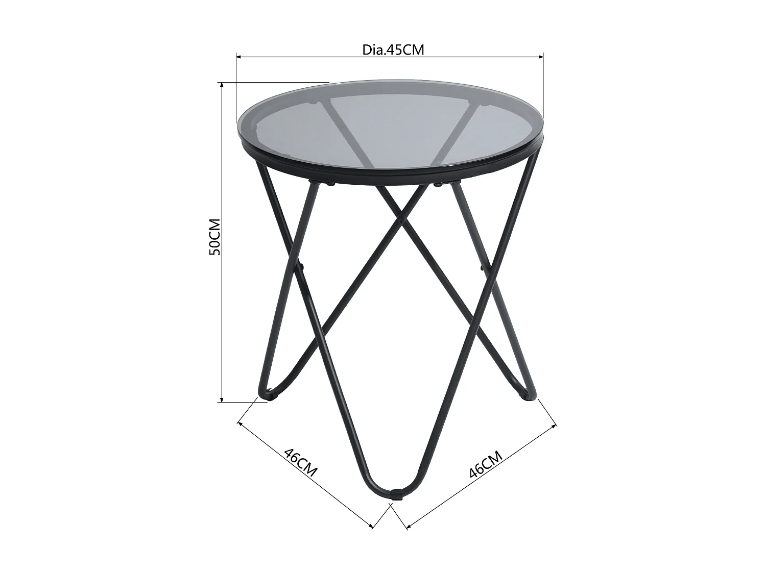 Tavolino di design COLLADO in vetro e metallo nero