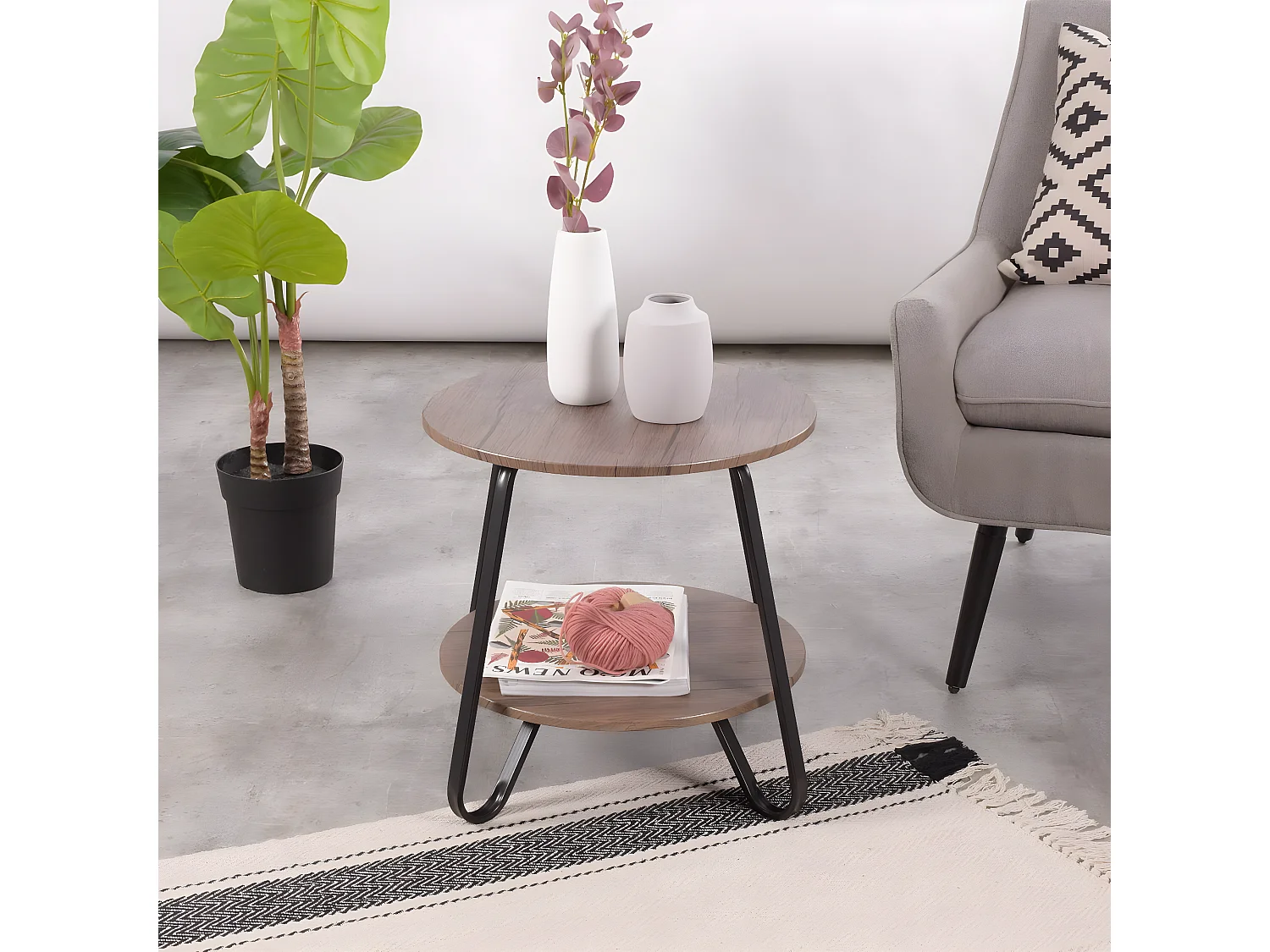 Bout de canapé moderne au style industriel KONYA 246T