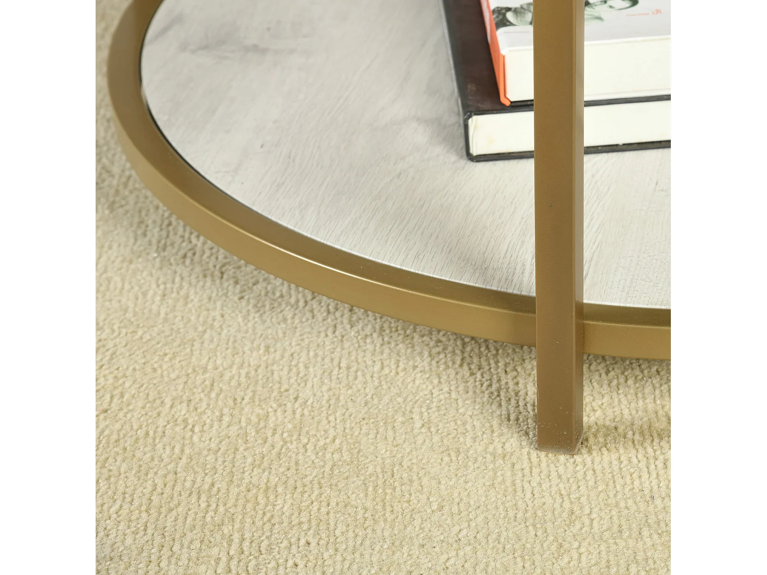 Table basse salon en design marbre et doré NEKA SMALL WHITE WOOD A