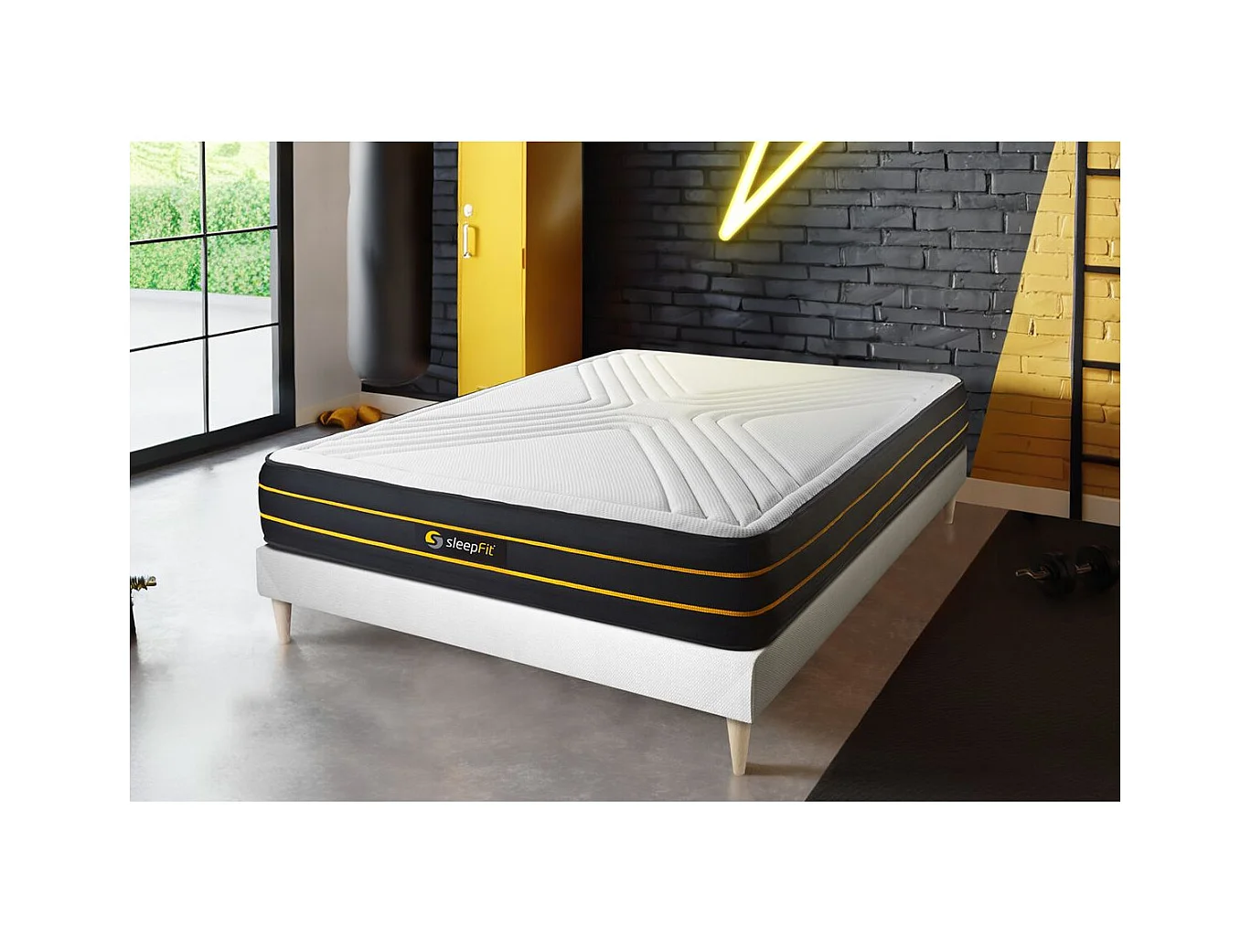 lattenbodem en ULTRA matras 140x200cm , matrasdikte : 26 cm , traagschuim en micro pocketveren , gebalanceerd, 7 comfortzones