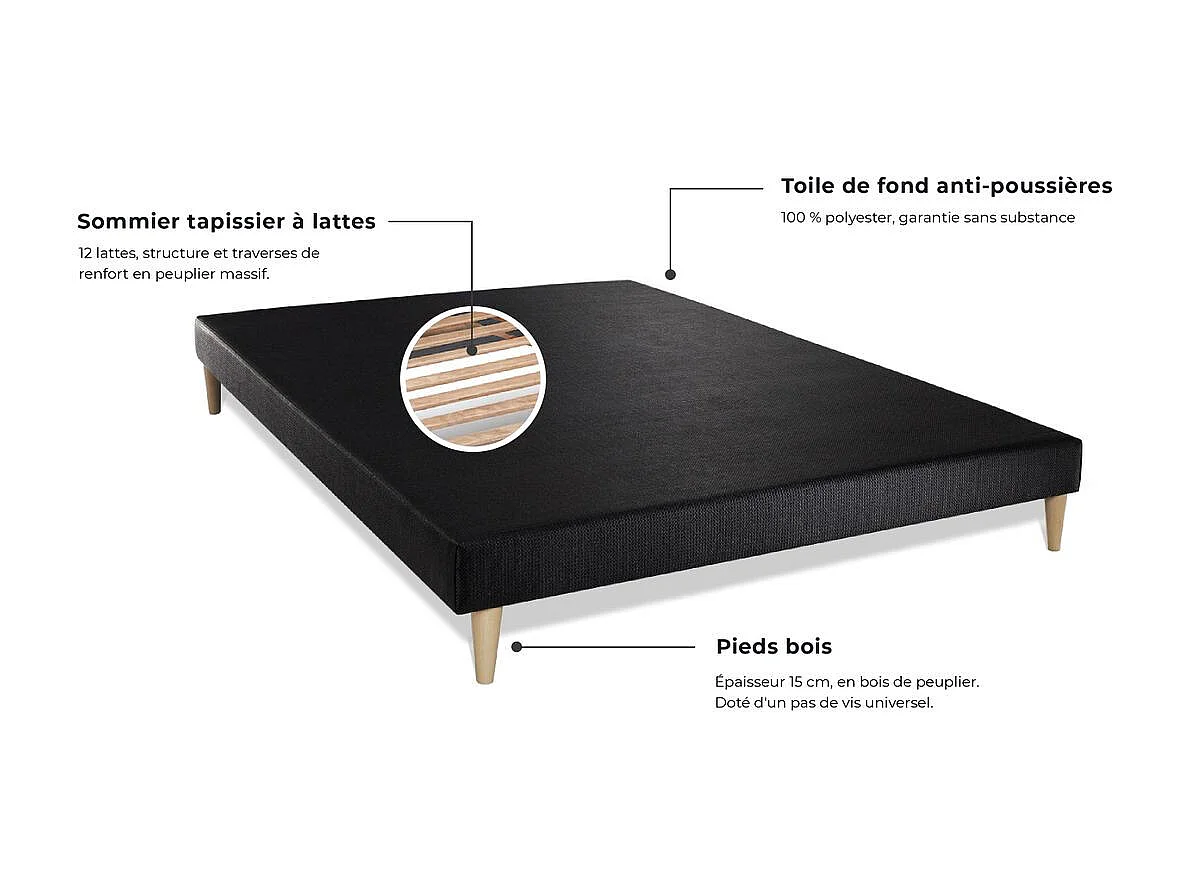 Ensemble sommier + matelas BOOST ressorts ensachés et mémoire de forme 140x190