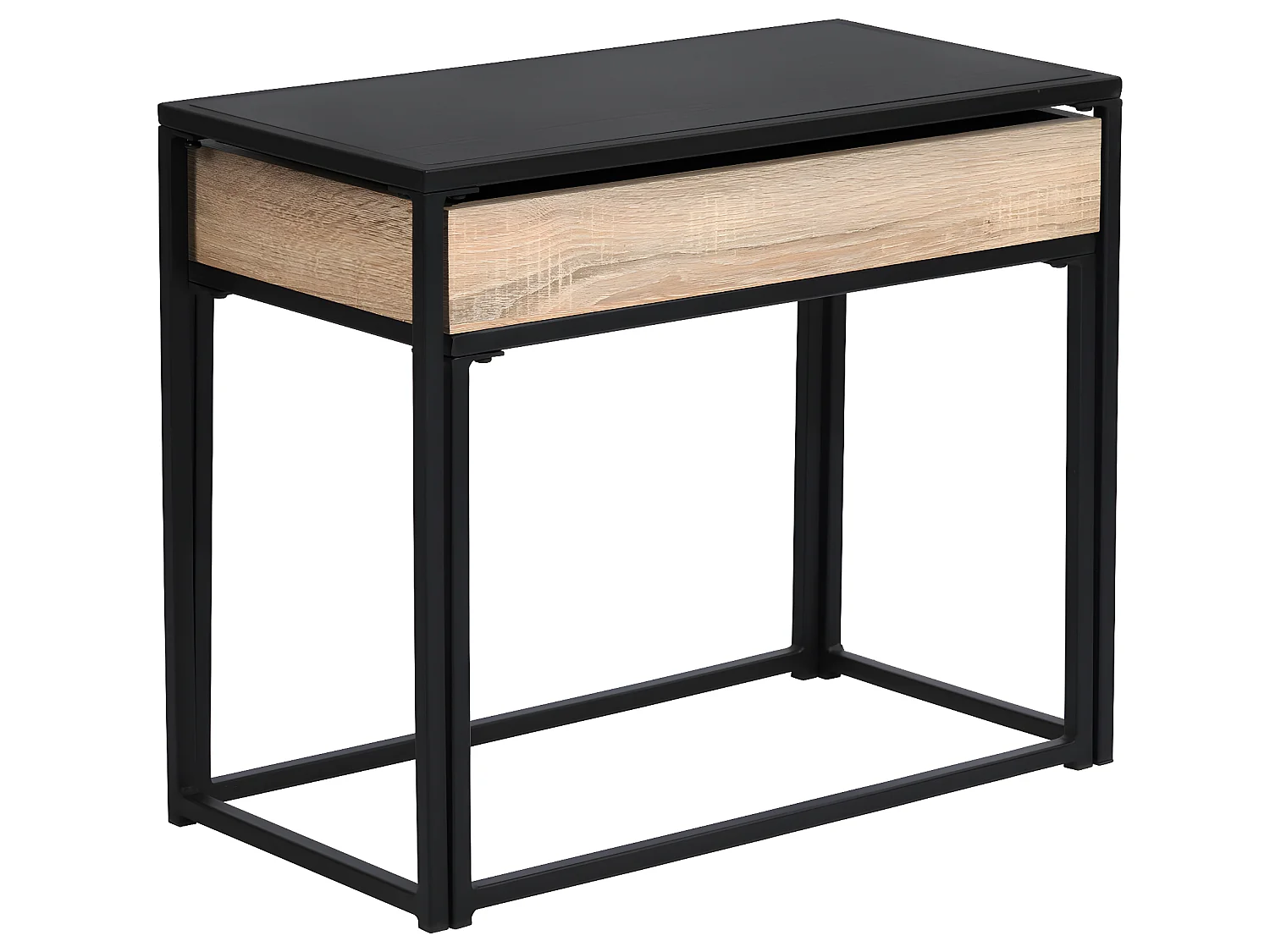 Set moderno di tavolini impilabili in metallo e legno CURRY BLACK WOOD A