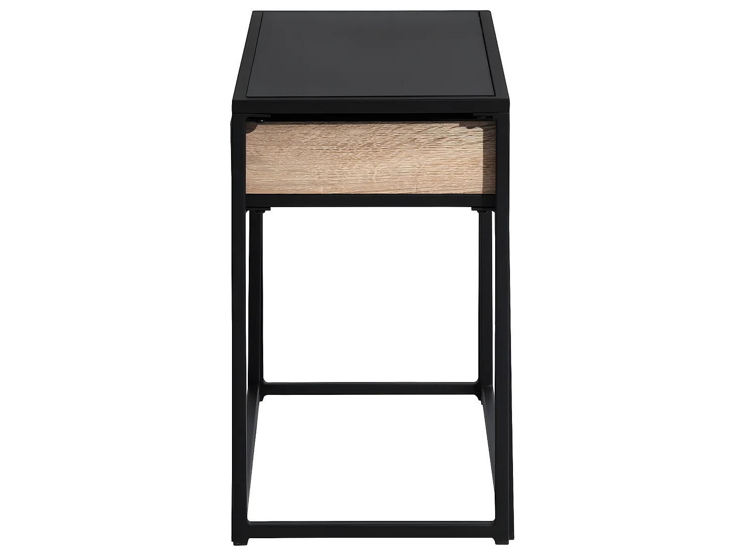 Set moderno di tavolini impilabili in metallo e legno CURRY BLACK WOOD A