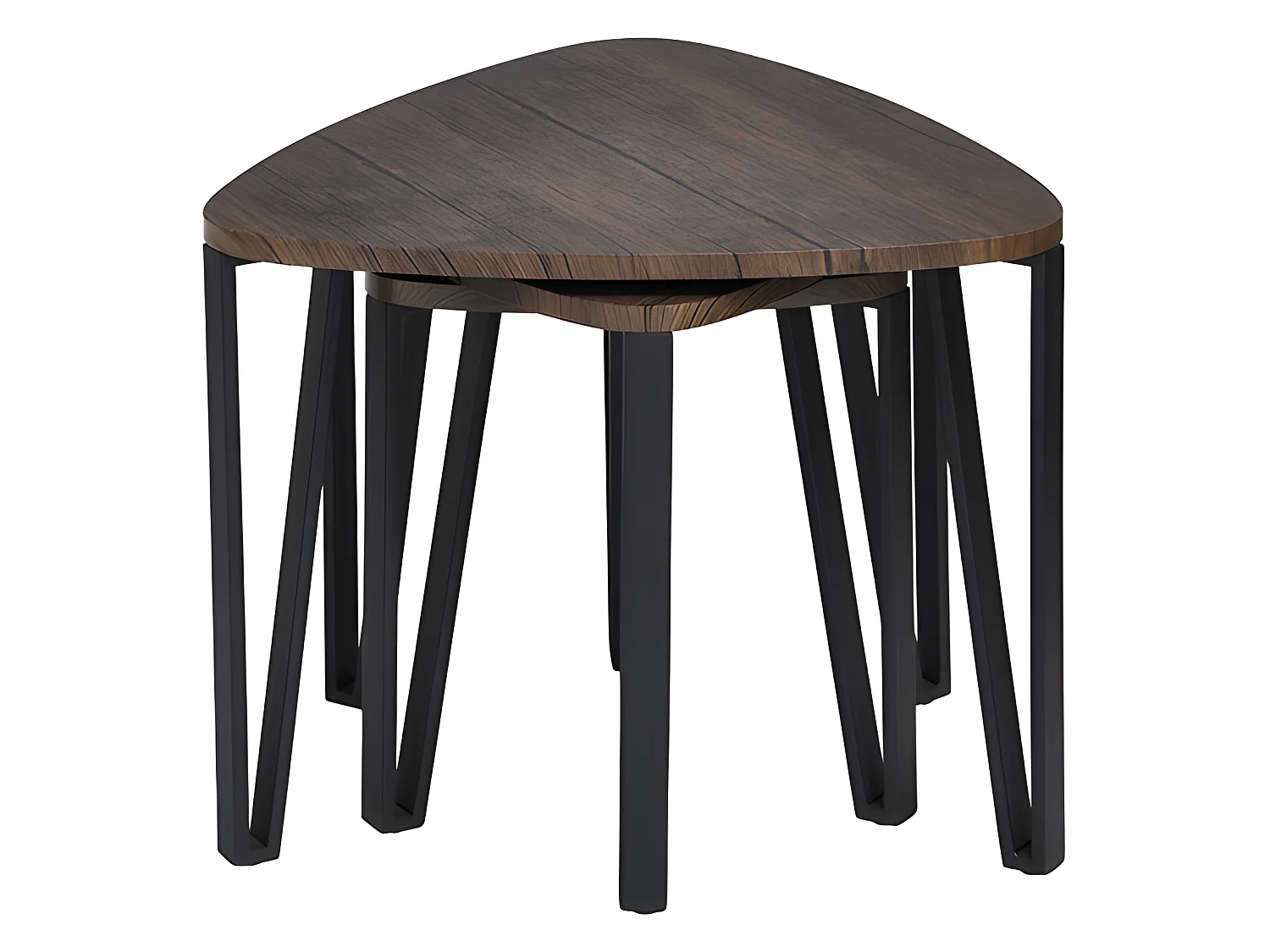 Ensemble de 3 tables gigognes au style industriel noir et bois KAUWHATA MDF HM