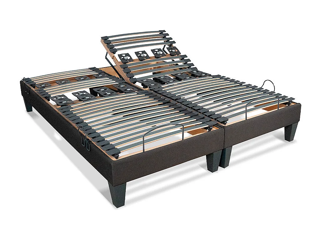 BELLECOUR LITERIE | Jeu de 2 sommiers électriques ROCHEREAU 140x190 cm | Lattes & Plots