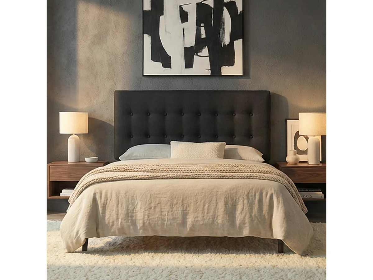 Tête de lit capitonnée Margot - Gris anthracite - Confort et élégance - 8 cm d'épaisseur