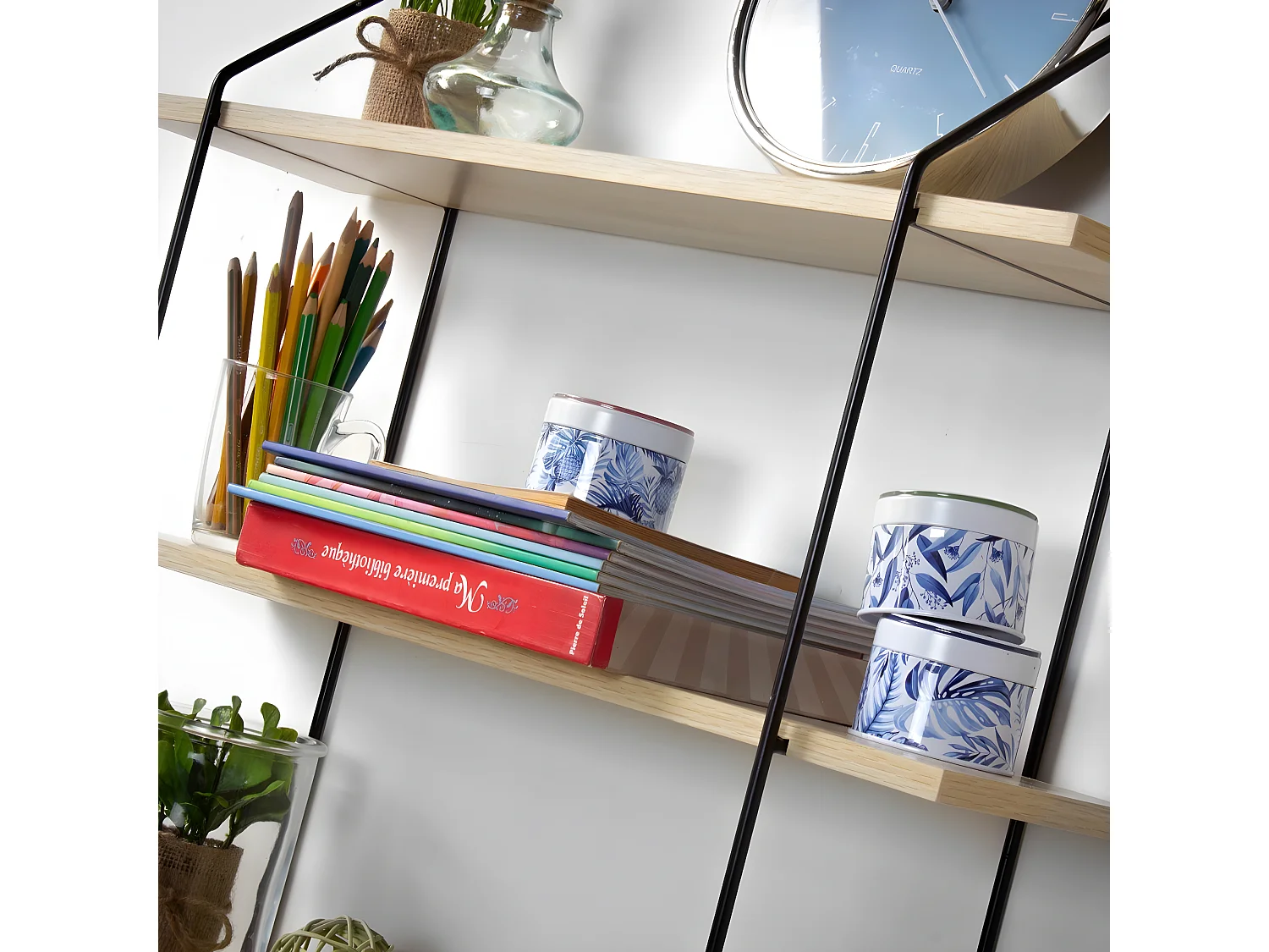 Étagère Murale 4 Niveaux Décor Bois L60 cm