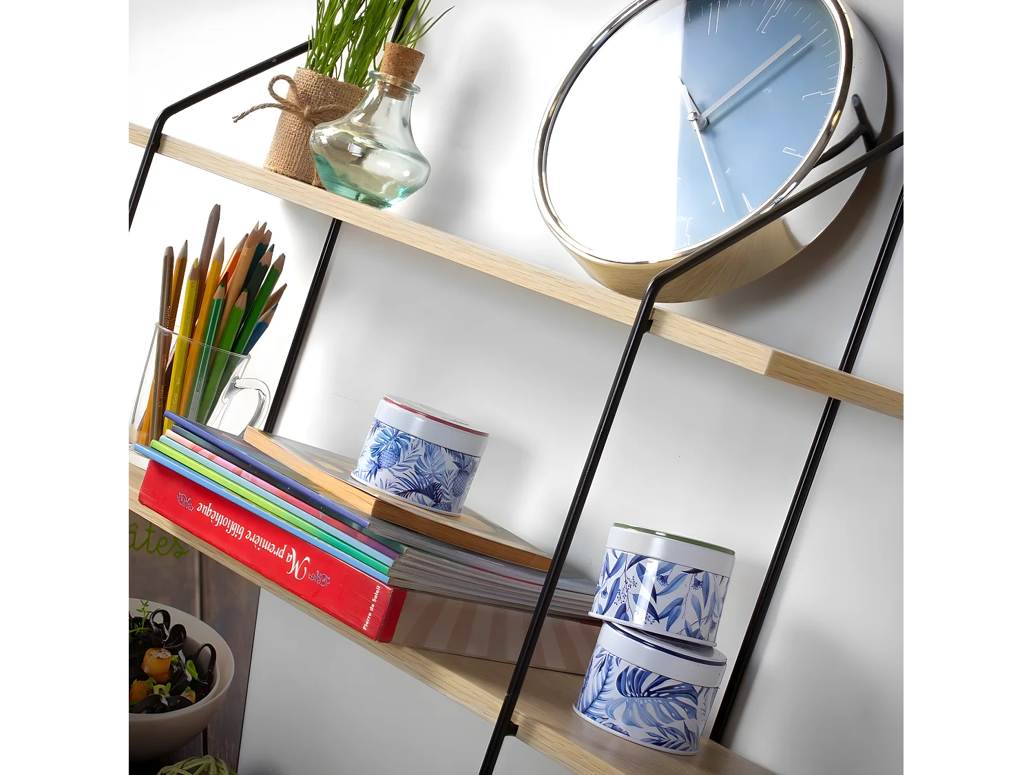 Étagère Murale 4 Niveaux Décor Bois L60 cm