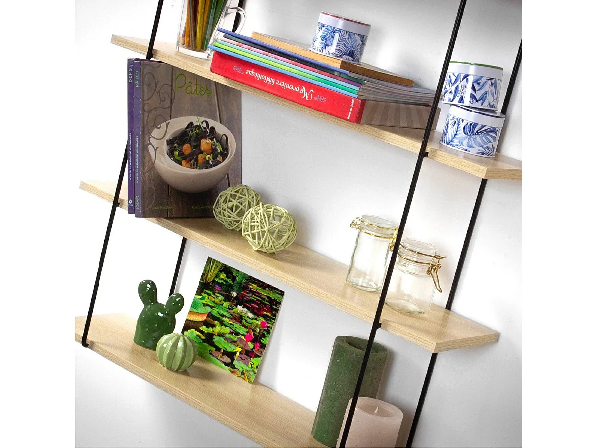 Étagère Murale 4 Niveaux Décor Bois L60 cm