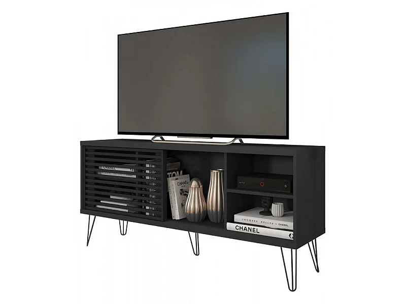 Meuble TV 55 Pouces Noir Pieds Métal