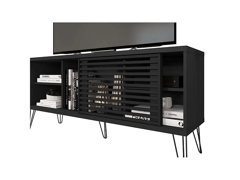 Meuble TV 55 Pouces Noir Pieds Métal