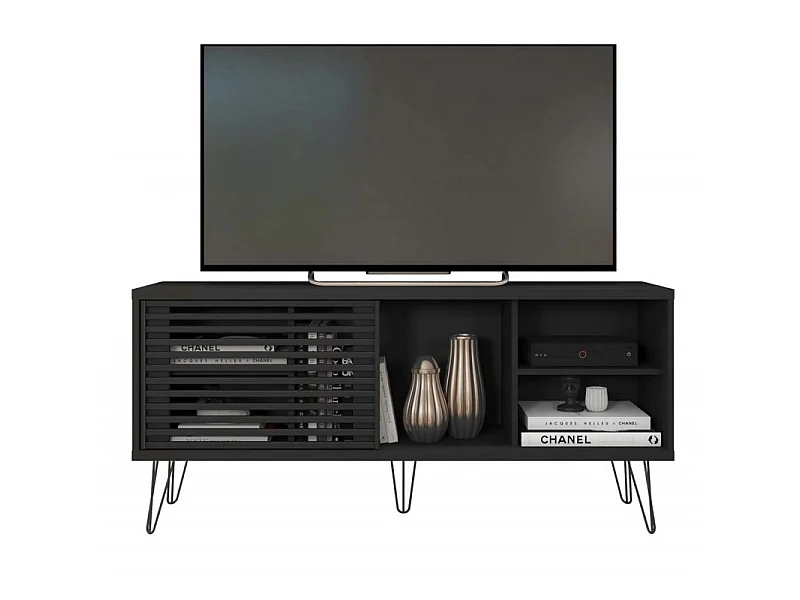 Meuble TV 55 Pouces Noir Pieds Métal