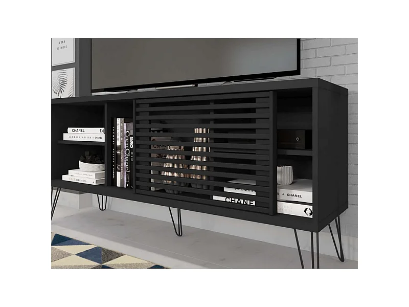 Meuble TV 55 Pouces Noir Pieds Métal