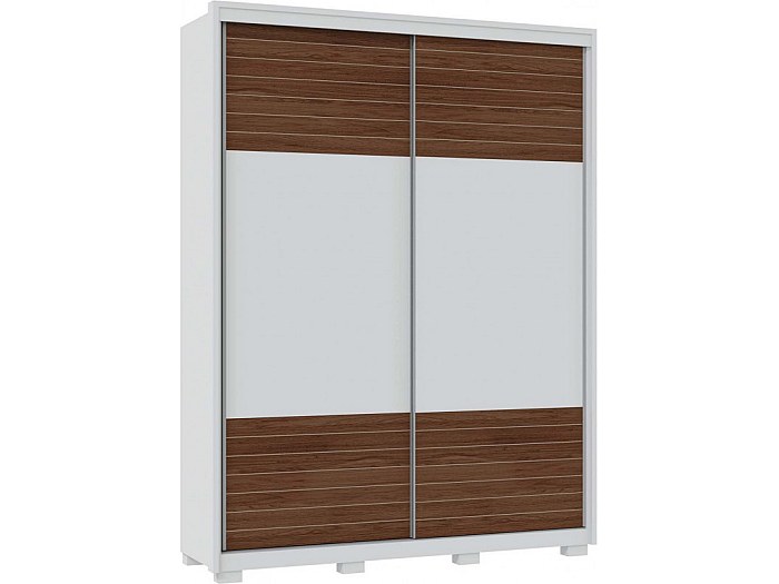 Armoire Dressing 2 Portes Coulissantes Blanche et Wengé