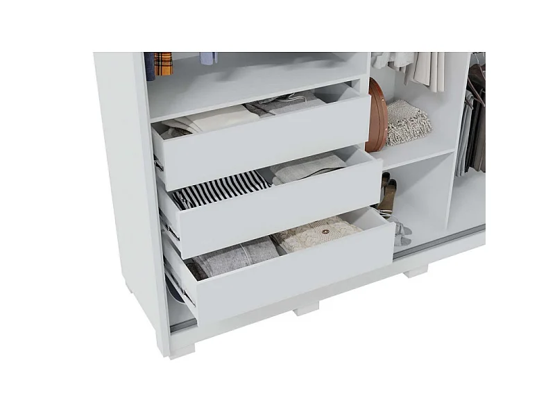 Armoire Dressing 2 Portes Coulissantes Blanche 10 Niches