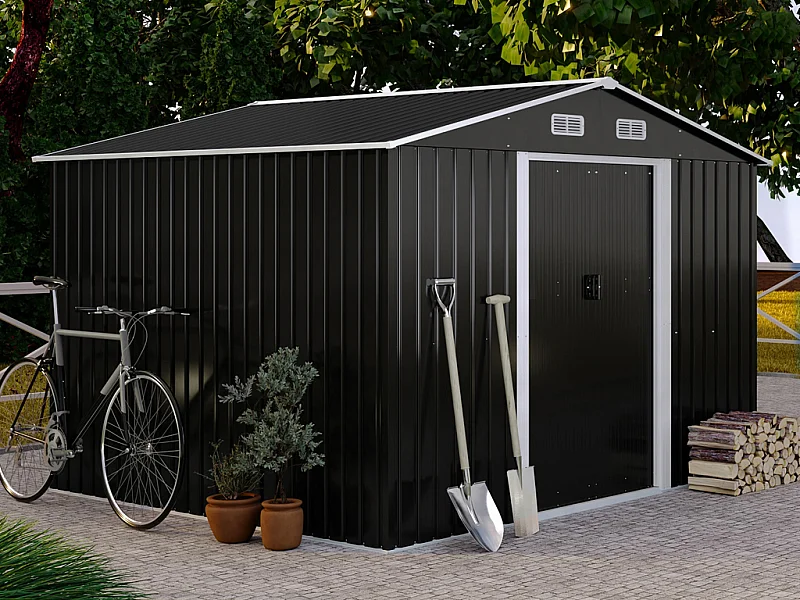 Abrigo de jardim metal aço galvanizado cinza 8 m² - MANSO