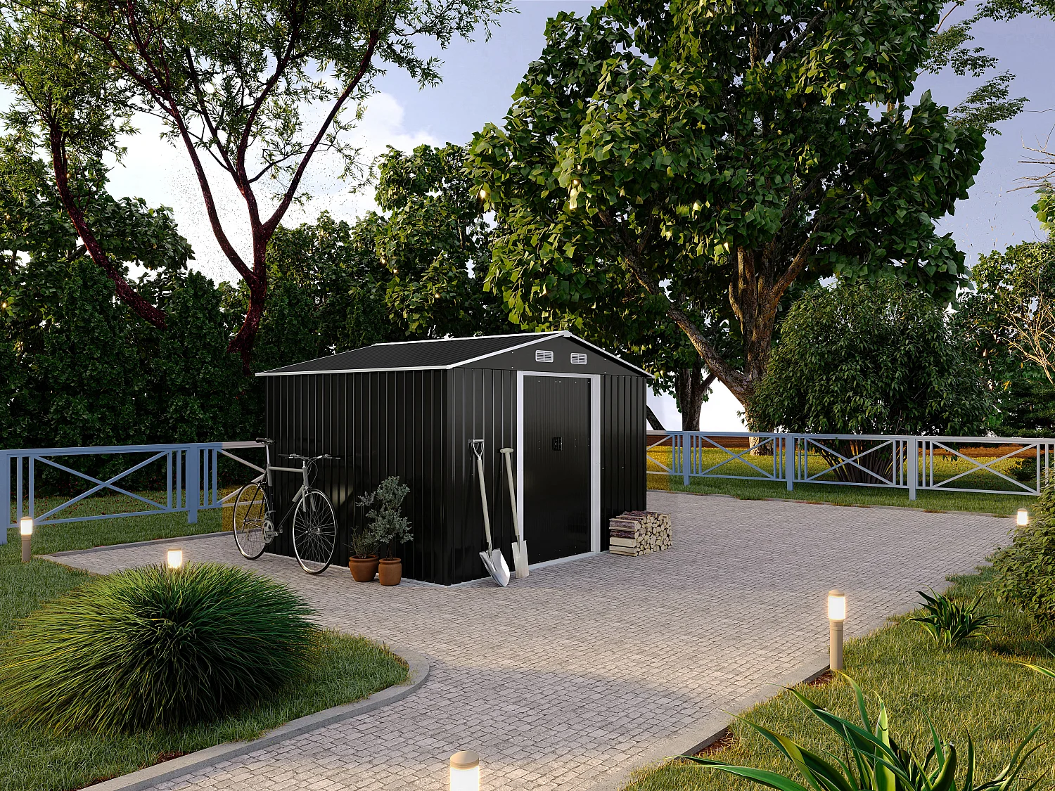 Gartenhaus aus verzinktem Stahl - 8 m² - Grau - MANSO