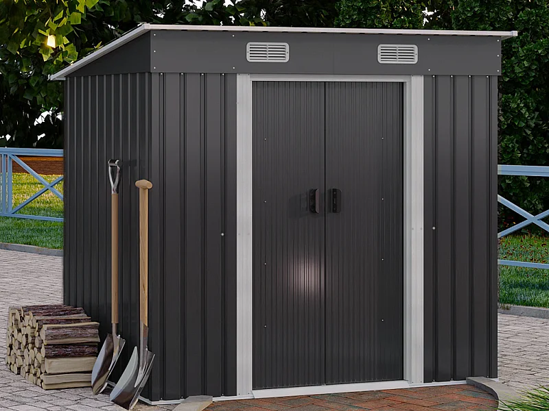 Abri de jardin métal en acier galvanisé gris 2,3 m² - MANSO