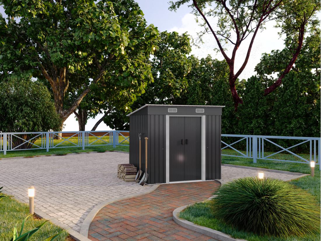 vente unique Abri de jardin métal en acier galvanisé gris 2 3 m² - MANSO