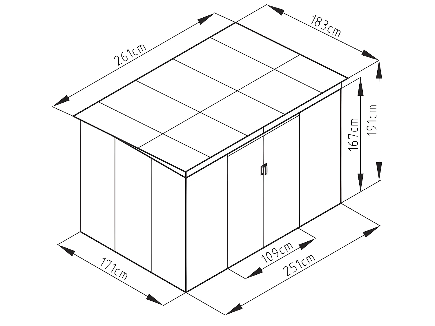 Gartenhaus aus verzinktem Stahl - 4,29 m² - grau - FOLCO