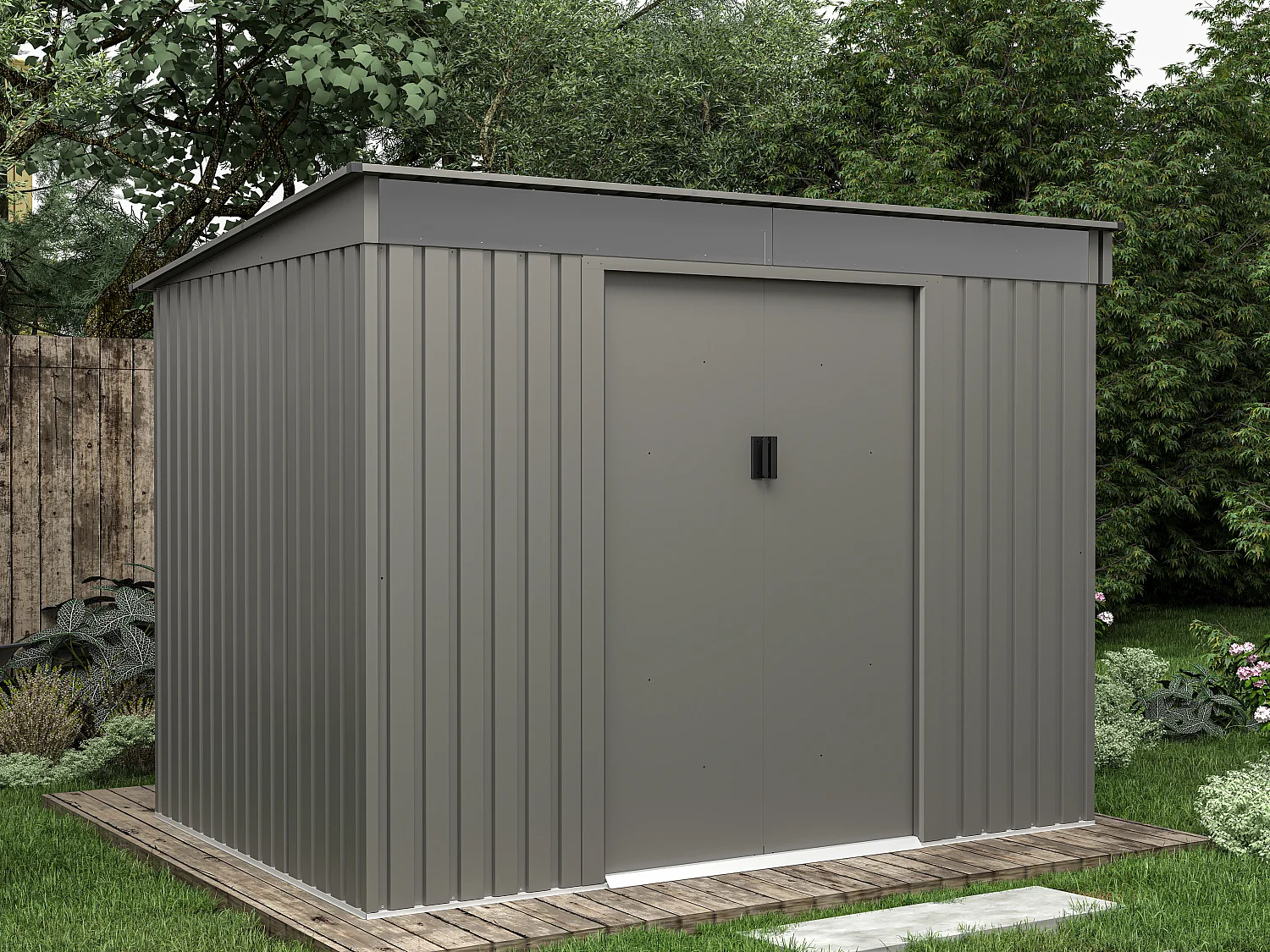 Abri de jardin métal en acier galvanisé gris 4,77 m² - FOLCO