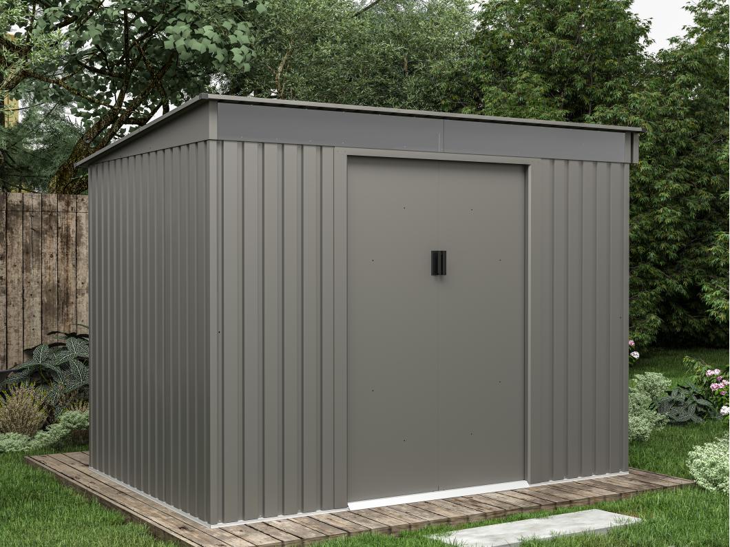 Grijs metalen tuinhuisje van gegalvaniseerd staal 4,29 m² - FOLCO