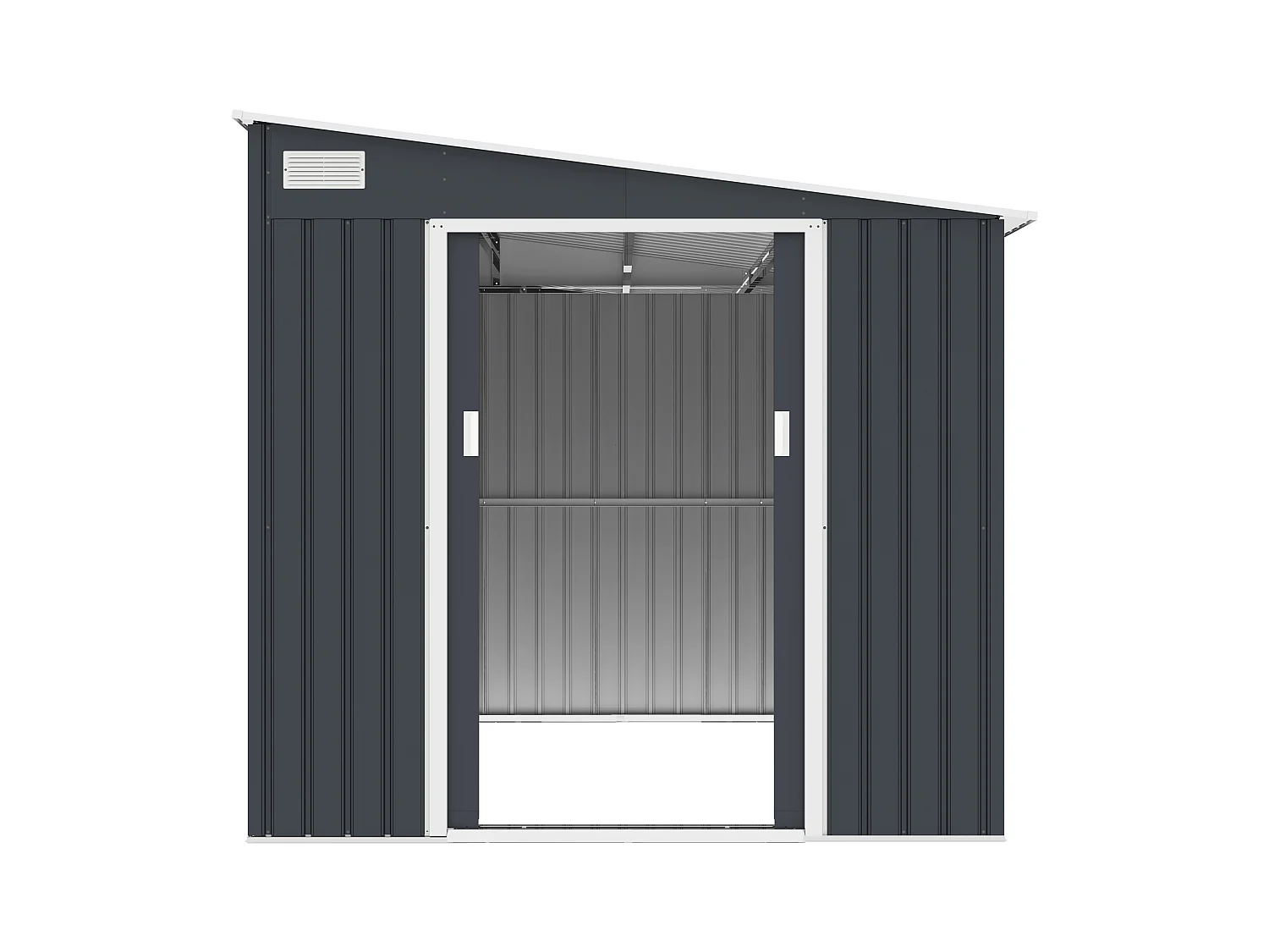 Caseta de jardín metal adosada de acero galvanizado antracita 4,97 m² - DAUSTIN