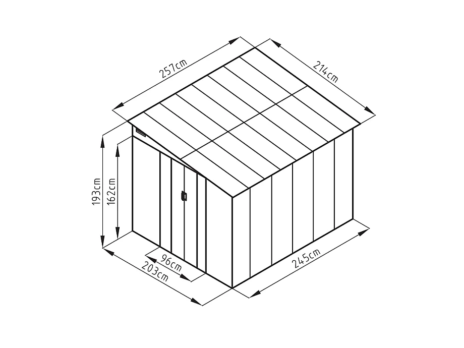 Caseta de jardín metal adosada de acero galvanizado antracita 4,97 m² - DAUSTIN