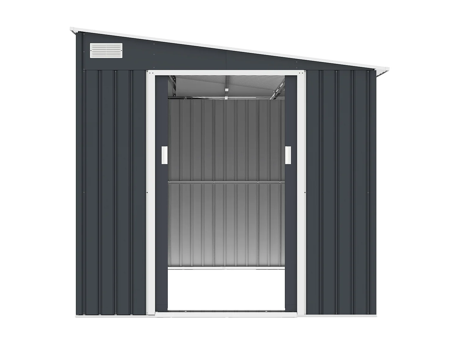 Abri de jardin métal adossé en acier galvanisé anthracite 5,49 m² - DAUSTIN