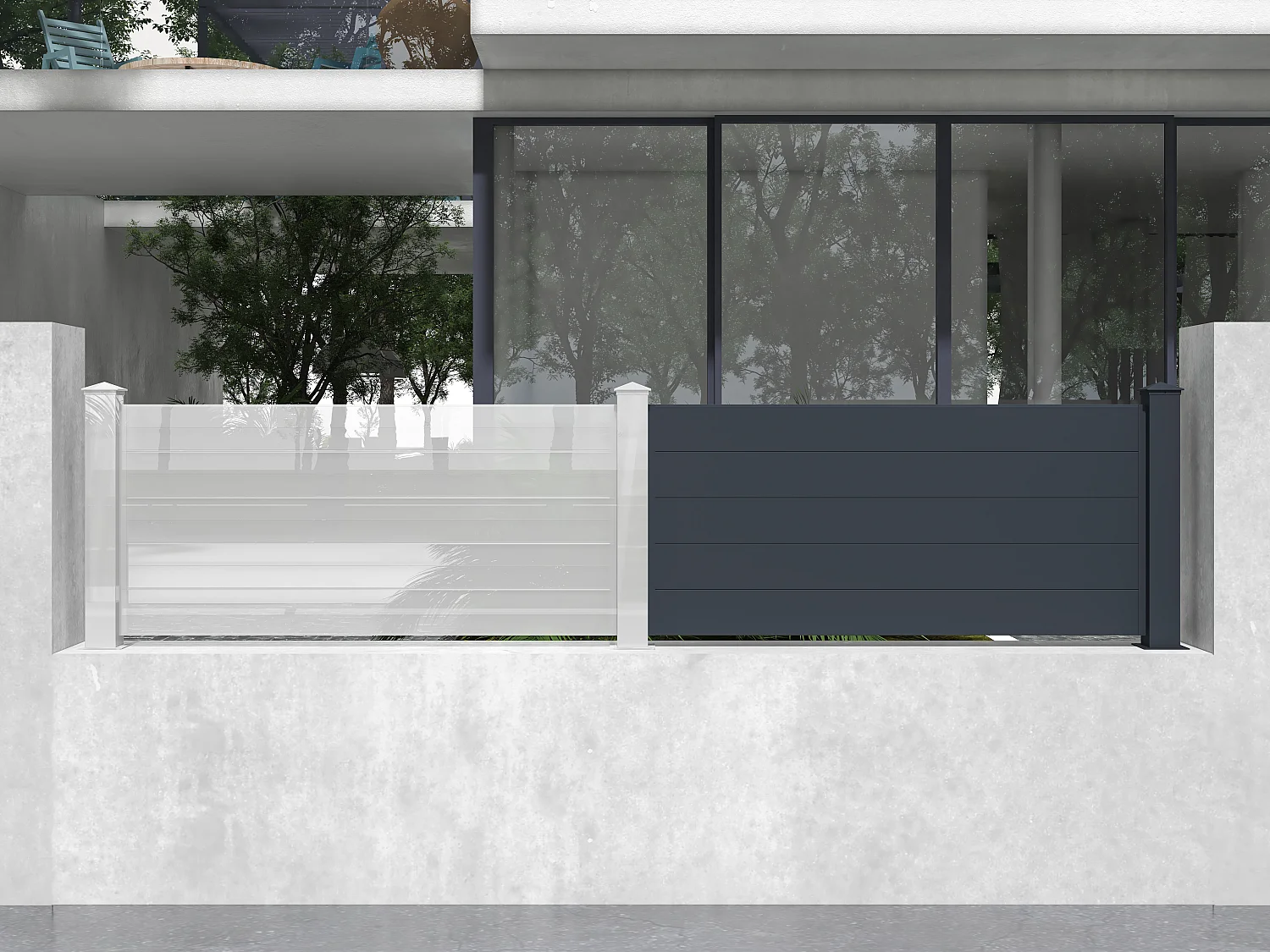 Extension de clôture à poser H89 x L189 cm en aluminium anthracite - NAZARIO