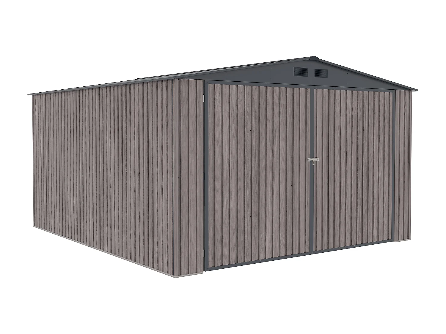 Garagem em aço galvanizado efeito madeira cinzenta 15,1 m² - NERON