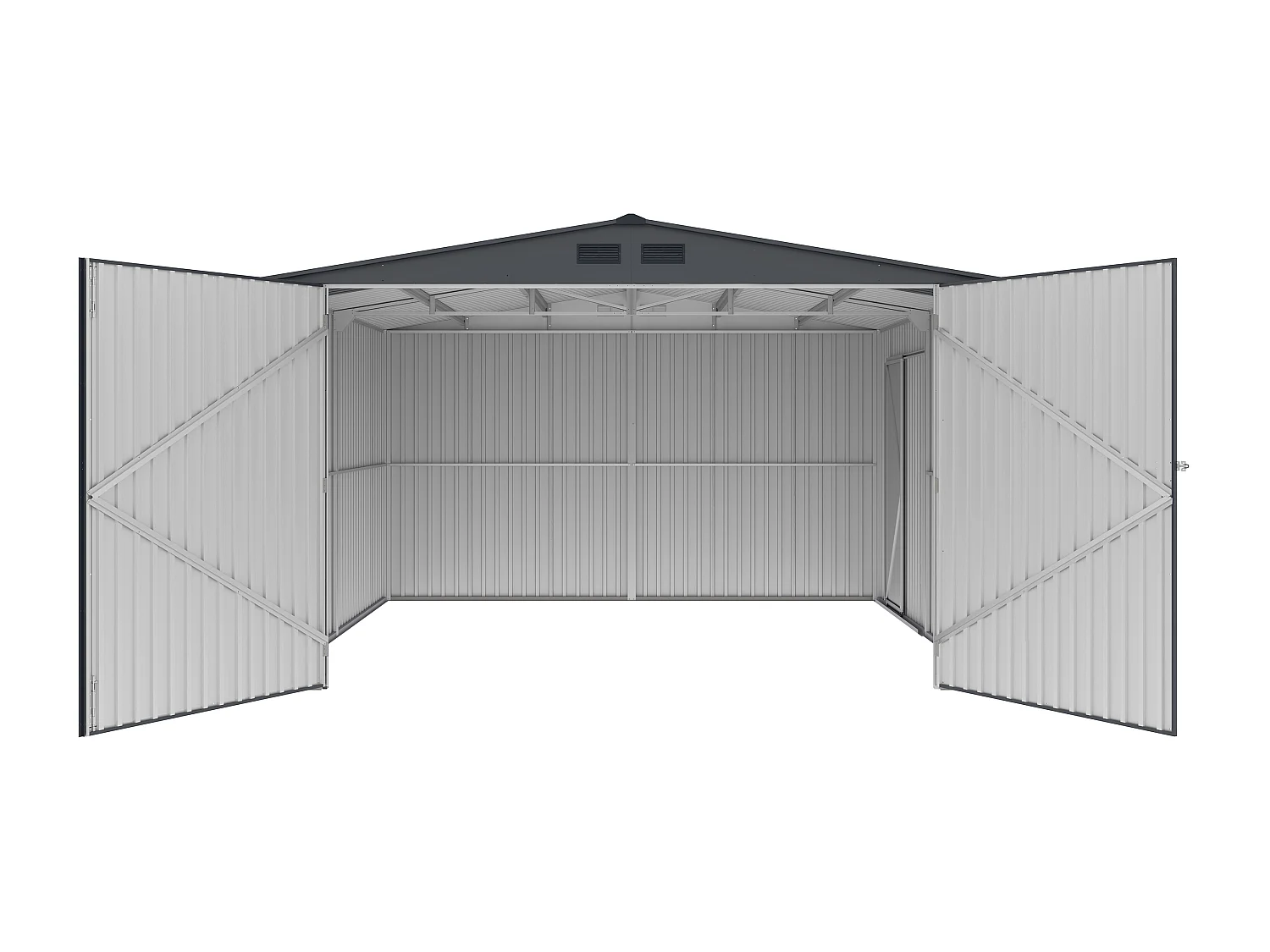 Garagem em aço galvanizado efeito madeira cinzenta 15,1 m² - NERON