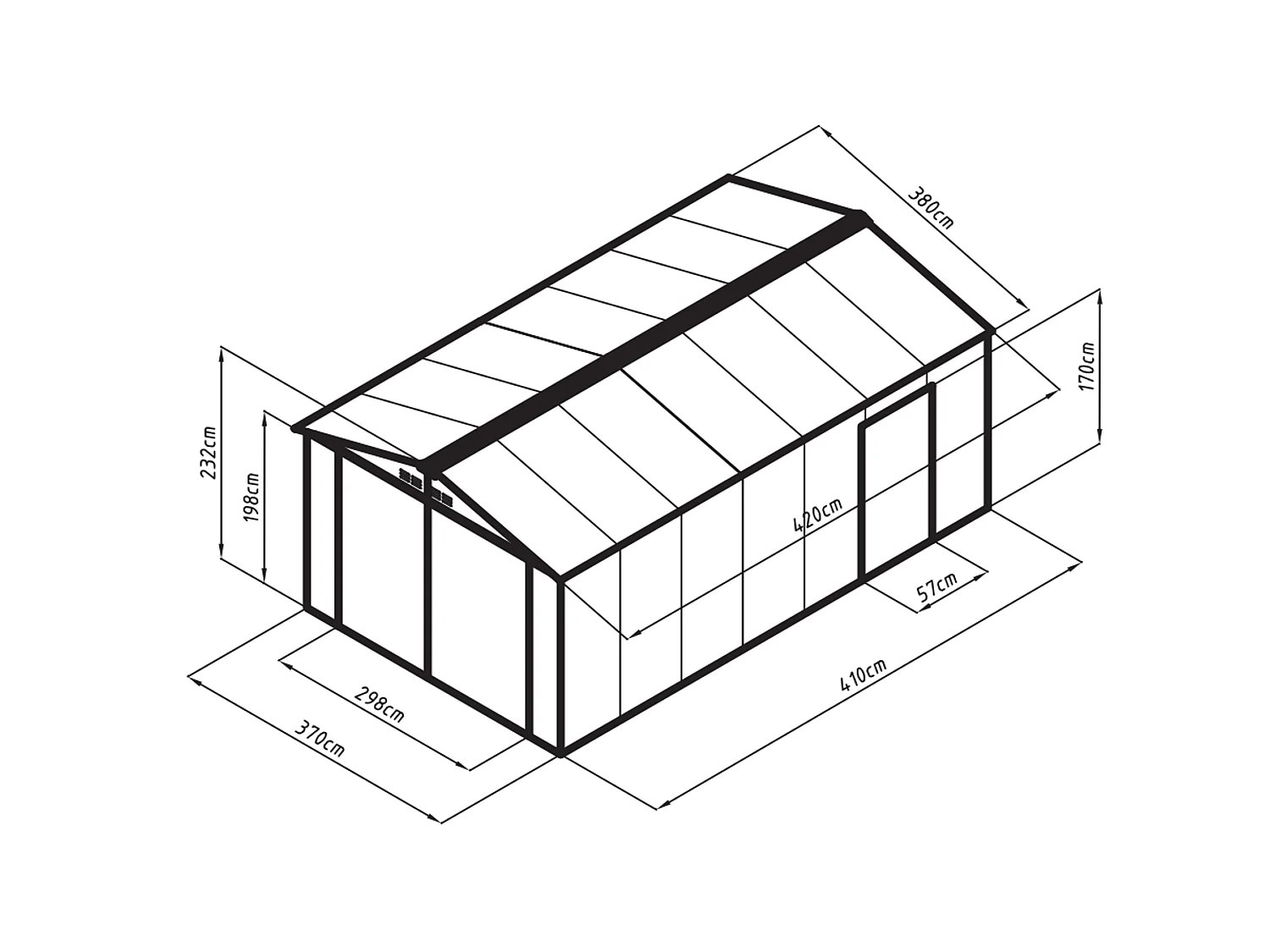 Garagem em aço galvanizado efeito madeira cinzenta 15,1 m² - NERON