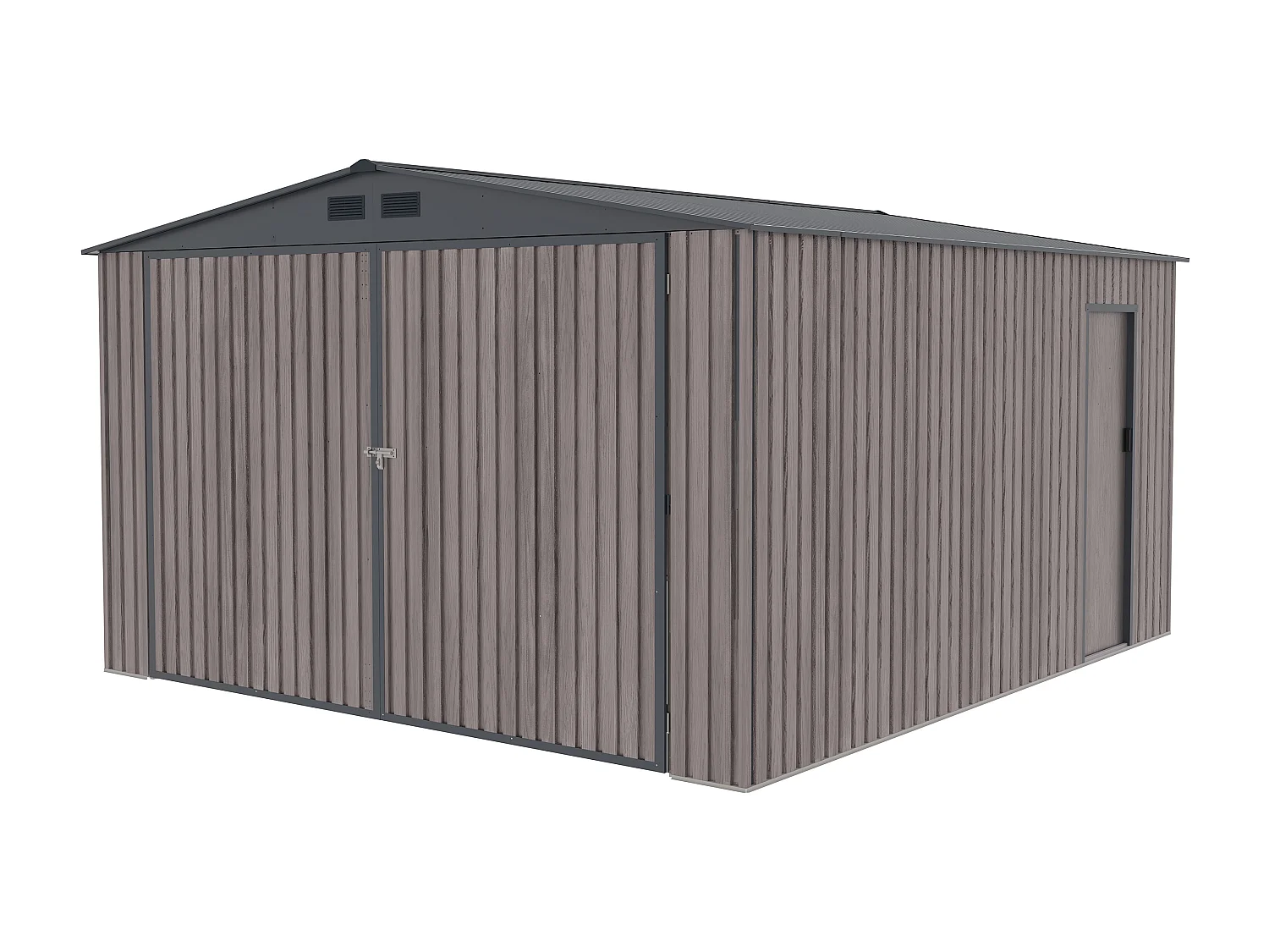 Garage en acier galvanisé effet bois gris 15,96 m² - NERON