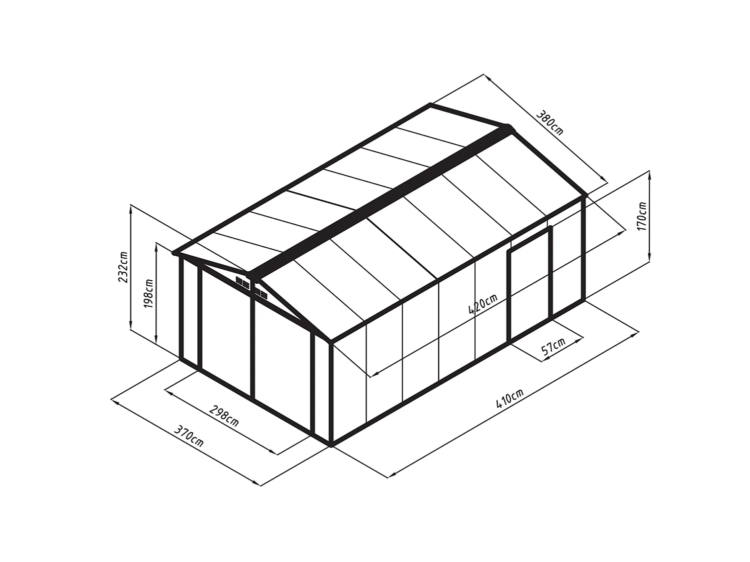 Garagem em aço galvanizado efeito madeira cinzenta 15,1 m² - NERON