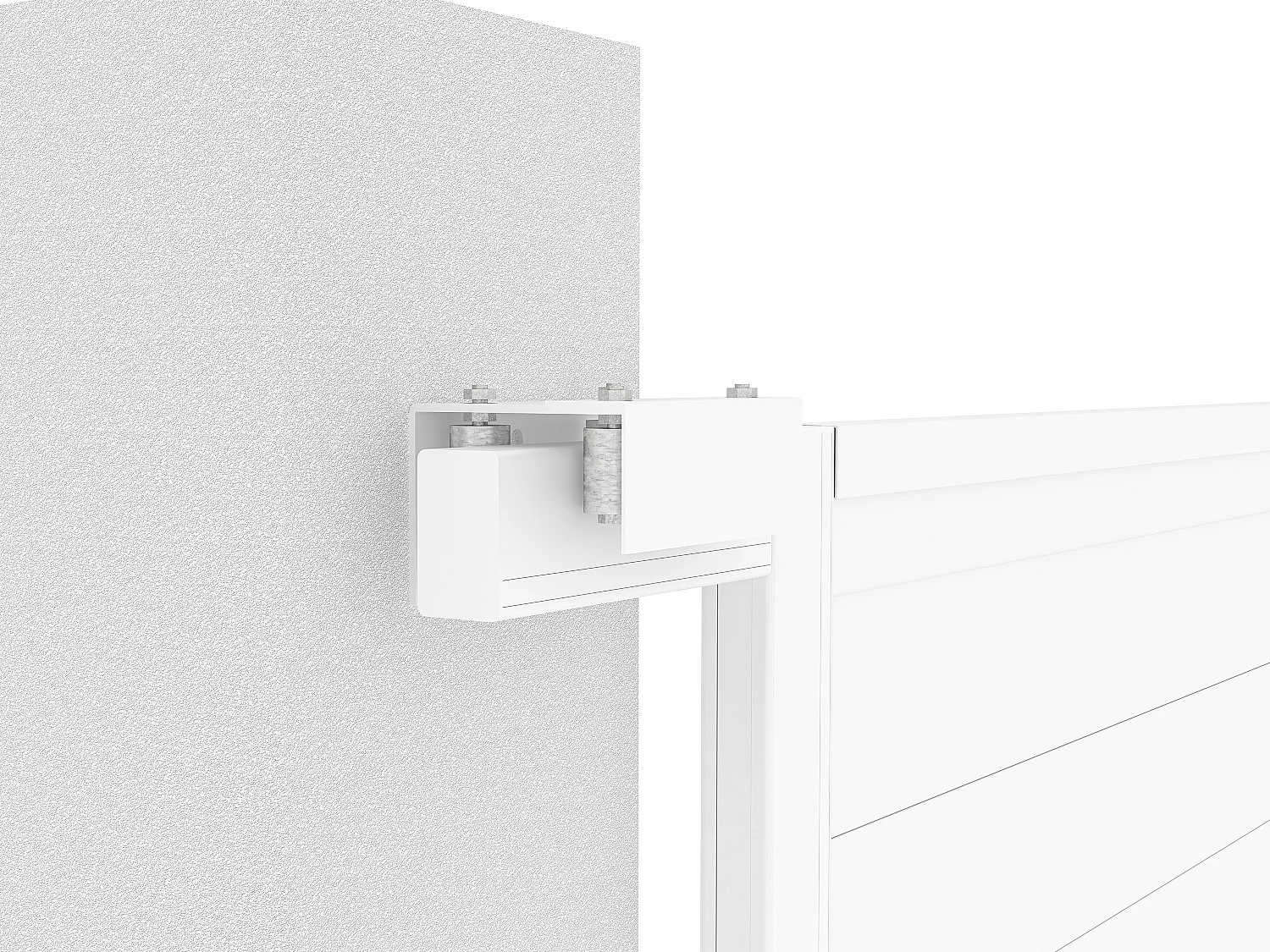 Portail coulissant aluminium plein L374 x H180 cm blanc - NAZARIO
