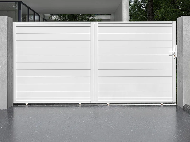 Gartentor Schiebetor - 374 x 180 cm - Aluminium - Weiß - NAZARIO