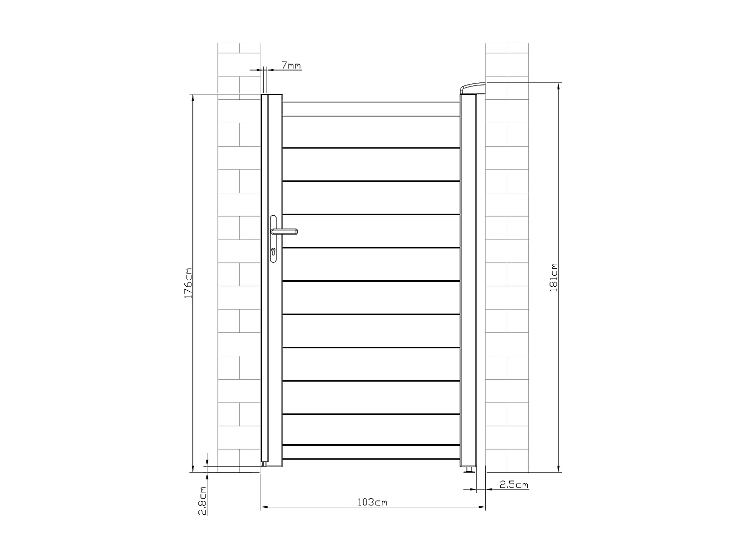 Portillon battant aluminium plein L103 x H181 cm blanc - NAZARIO