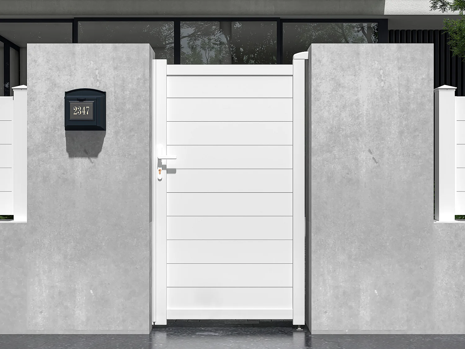 Portillon battant aluminium plein L103 x H181 cm blanc - NAZARIO