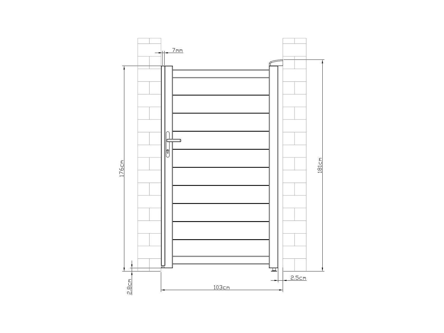 Portillon battant aluminium plein L103 x H181 cm blanc - NAZARIO