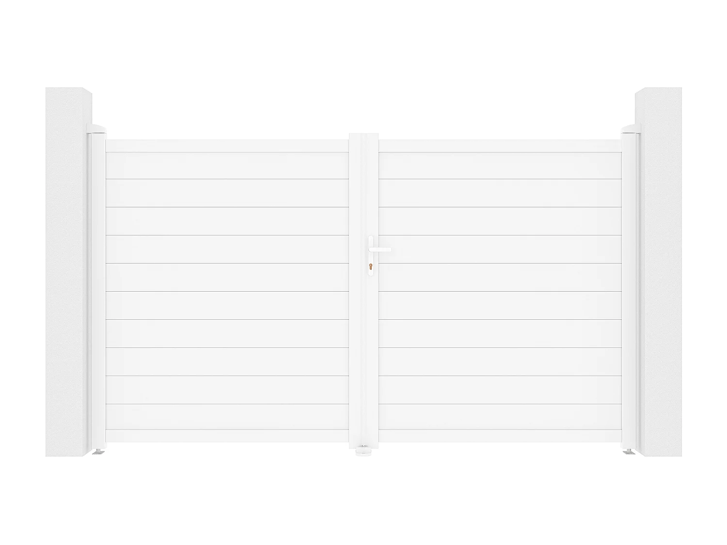 Gartentor Flügeltor Doppeltor - 305 x 181 cm - voll - Aluminium - Weiß - NAZARIO